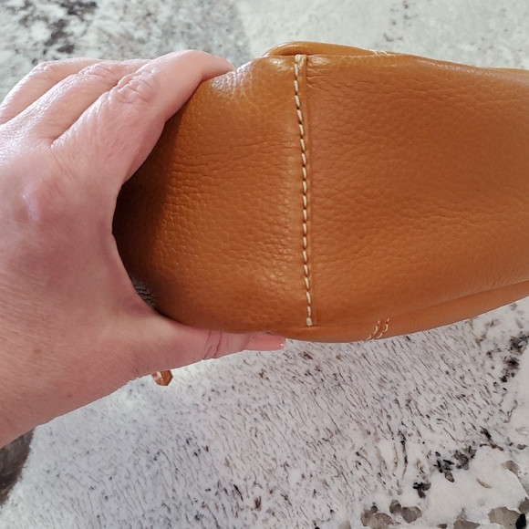 Dooney & Bourke Cognac Brown Pebbled Leather Crossbody Satchel Bag - Picture 15 of 17